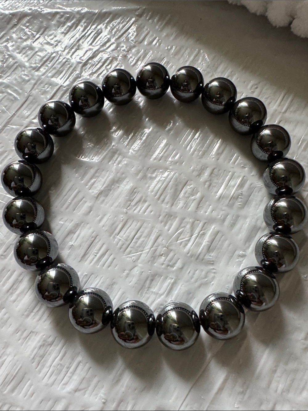 Bracelet Hematite gemstone Beaded Stretch Bracelet 60.00 ctw size 3.5 diameter